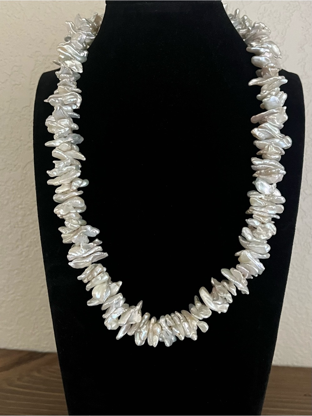 Vintage Keishi Biwa-style pearls luster approx 18”-21” cornflake petal pearls